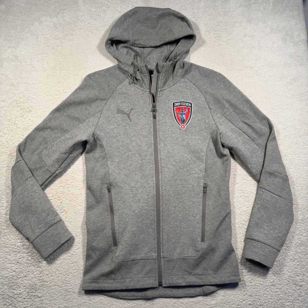 Puma Indy Eleven Full Zip Hoodie Mens Small Gray Soccer Training Jacket NWOT‎